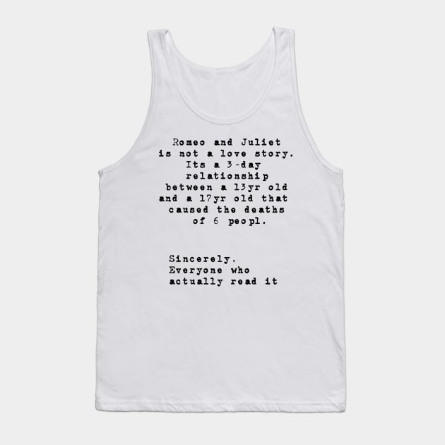 Romeo And Juliet Tank Top by Weird Lines